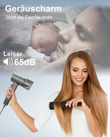 Професійний високошвидкісний фен для волосся 130 000 об/хв з іонізацією (500 млн негативних іонів), 4 температурних режимах та 2 швидкостях, для дому та подорожей