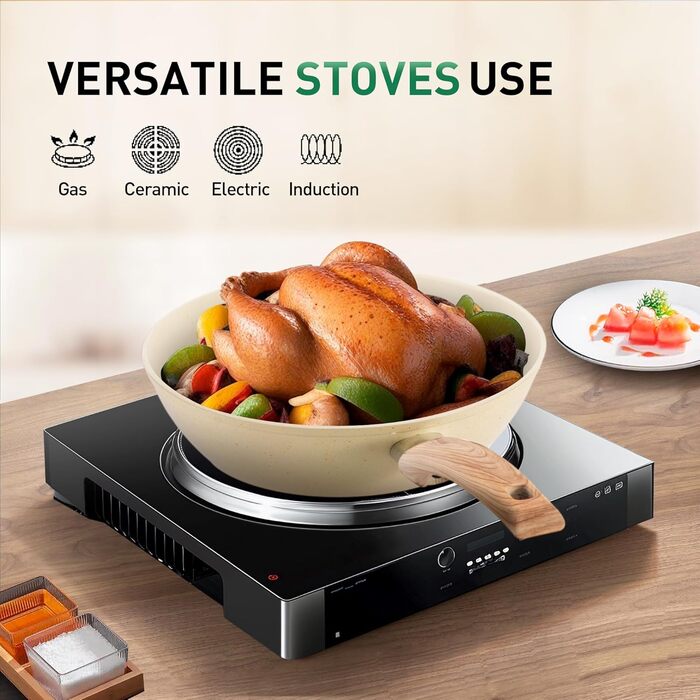 Набір посуду MAISON ARTS 12 предметів: каструлі та сковорідки з антипригарним покриттям, гранітне покриття, для плити та індукції, бежевий