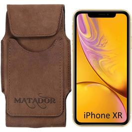 Шкіряна поясна сумка MATADOR сумісна з Apple iPhone 15 Pro/ 15/14 Pro/ 14/13 Pro/ 13/12 Pro/ 12/11/ XR з магнітною застібкою Поясний чохол Петля для ременя коричневий