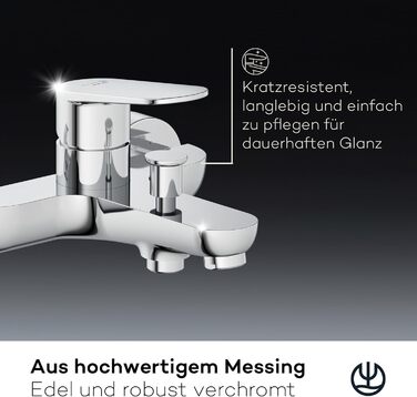 Змішувач для ванни KLUDI-X1 з двома споживачами, накладний на стіну, з S-перехідниками, одноручний для ванни та душу, хром