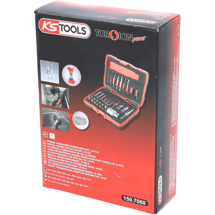 Набір викруток KS Tools 150.7060 1/4 10 мм Torx і шестигранник, 34 шт.