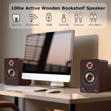 LONPOO LP-42S/LP-42M-BR: Компактні Bluetooth колонки з USB, AUX та виходом на навушники | 30W, 3-дюймовий динамік, дерев'яний корпус