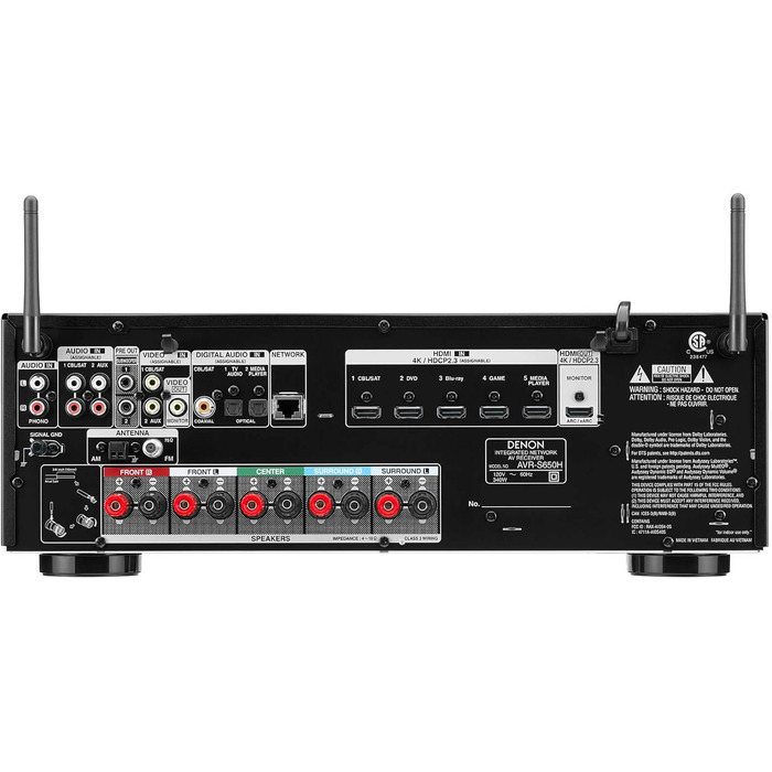 Канальний AV-ресивер Denon AVR-S650H, Alexa, 5 HDMI, Bluetooth, Wi-Fi, Dolby TrueHD, AirPlay 2, HEOS, 5.2-