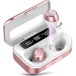 Навушники Lekaby In Ear Bluetooth 5.3, 128H HiFi, мікрофон ENC, IP7, світлодіод, USB-C, сенсорний, золотий