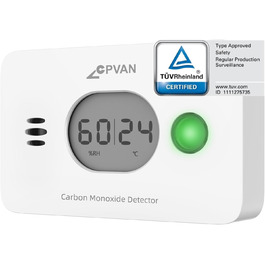 Виявлювач чадного газу CPVAN, 10 років служби, 3-в-1 з змінною батареєю, детектор CO з датчиком температури та вологості, EN50291, 1 шт.