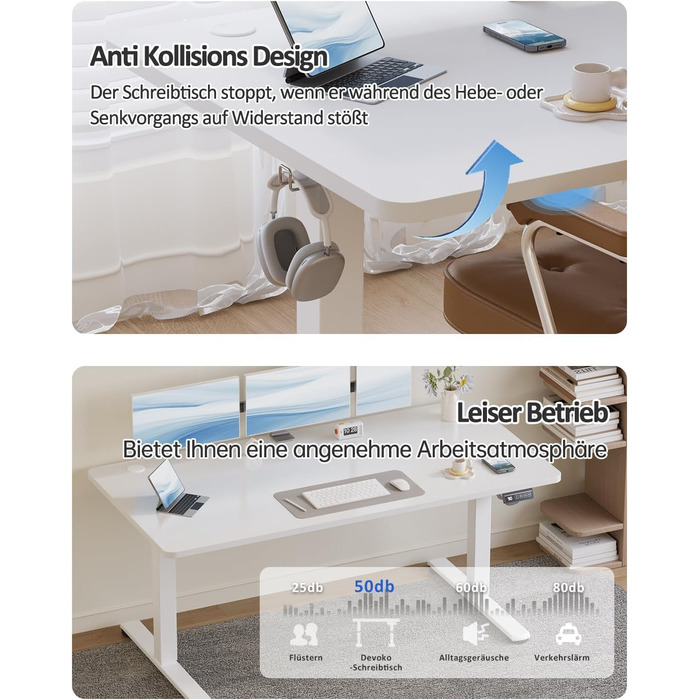 Електричний регульований стіл Devoko 120x60 см: офісний, для роботи, з пам'яттю, стоячи/сидячи