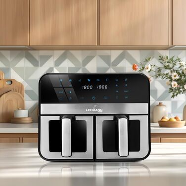Фритюрниця повітряна LEHMANN XXL з 2 камерами (9л) - 13 програм, Touchscreen, антипригарне покриття