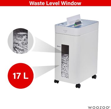 Шредер для документів Woozoo P8GCD, 8 листів, дерев'яний, перехресний ніж, кошик 8.9L, A4