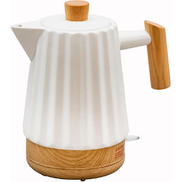 Керамічний чайник 1,7L білий з дерев'яною ручкою та кришкою, поворотний на 360°, LED-індикатор, харчовий силікон, BPA-Free, 1500W, ретро дизайн, довговічний та стильний – модель ALLEGRO