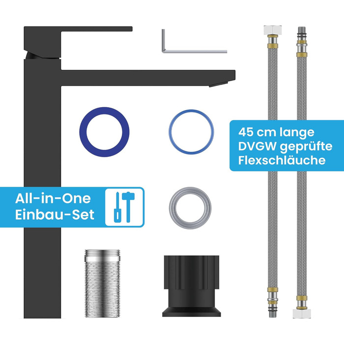 Змішувач для ванної кімнати Bächlein Imatra чорного матового кольору, однорідний, сучасний дизайн