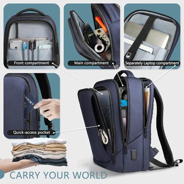 Чоловічий рюкзак для ноутбука Heroic Knight: діловий, з USB-зарядкою, антикрадійний, 17.3