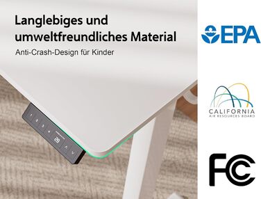 Регульований стіл WALKINGDESK для дому та офісу: електричний, з висувними ящиками, підставкою для монітора та тримачем для телефону (140 x 60 см, білий)