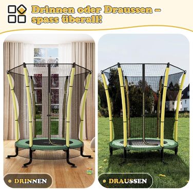 Батут дитячий JUMMICO з захисною сіткою Ø145 см, до 50 кг, для дітей від 3 років, жовтий