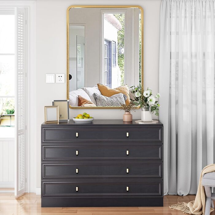 Дзеркало на стіну 60x90 см, золоте, для ванної, вітальні, спальні, прихожої