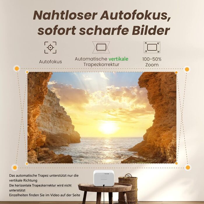 Проектор Yaber L2s: 1080p Full HD, WiFi 6, Bluetooth 5.1, Автофокус, для Дому та Кімнати, сумісний з ТВ приставками