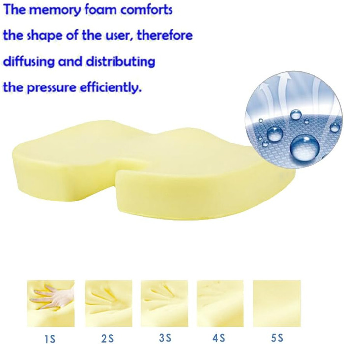 Ортопедична подушка для сидіння HomDSim з Memory Foam для стільця, авто, офісу та дому (колір: коричневий)