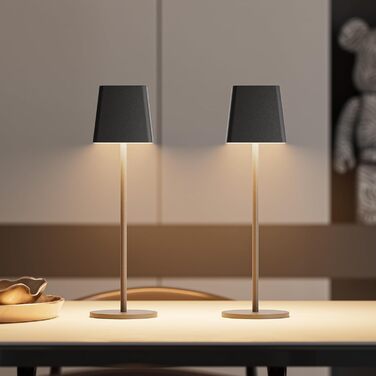 LED акумуляторна настільна лампа K-Bright з регулюванням яскравості, тепле світло, для дому та вулиці, USB-C, 3000K, чорний