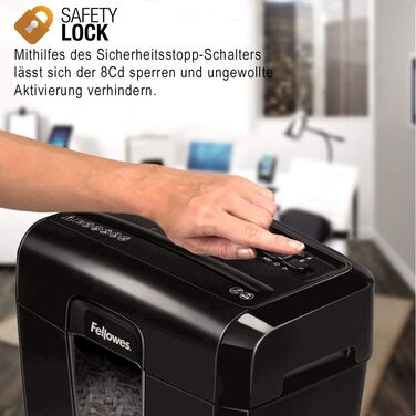 Fellowes LX50 – Шредер для офісу та дому, 8 листів, Cross Cut, 17л кошик, чорний