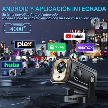 Beamer 4K: Міні проєктор Full HD 1080P з Wi-Fi 6, Bluetooth 5.2 та Android. Поворотний на 270°, з автокорекцією Keystone, для PC/HDMI/USB. В комплекті миша та пульт, білий.