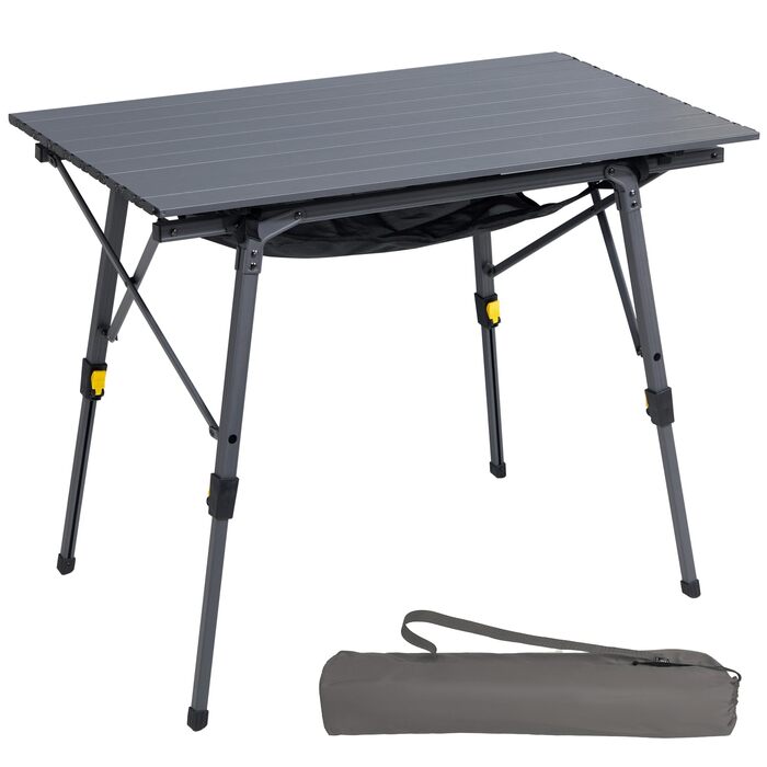 Складаний кемпінговий стіл Portal з регулюванням висоти, алюмінієвий, 90 x 53 см, сірий