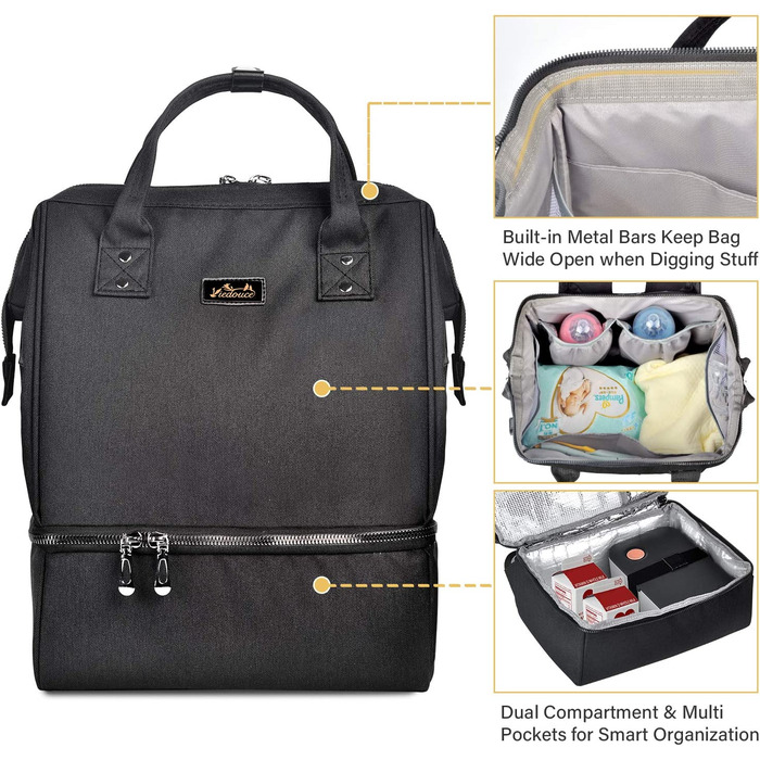 Рюкзак для пелюшок Viedouce, маленький рюкзак для пелюшок, сумка для пікніка, сумка для ланчу, сумка для молоковідсмоктувача, ізольований рюкзак, мульт
