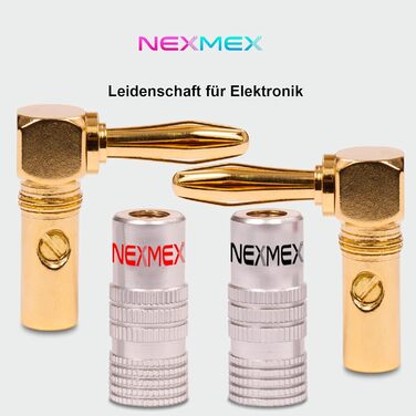 Бананові вилки NEXMEX 90 з термоусадочною трубкою, набір 16, 24K позолочені для акустичних кабелів HiFi