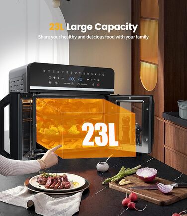 Фритюрниця-мініпіч Air Fryer Emphsism Dual Zone XXL з LED-сенсорним екраном, 1800W, 15 програм, з рецептами та 11 аксесуарами