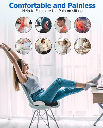 Ортопедична подушка Xespis для сидіння, Memory Foam, для болю в куприку, сідниці, геморої, спини, чорна