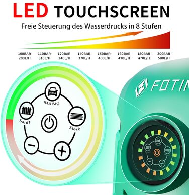 Високотискний мийник 2026 Neu 180 бар, 6-в-1 насадка, 420 л/год, 50 м²/год, економія води, з піноплавником 500 мл та барабаном для шланга (33x32x86 см, блакитний)