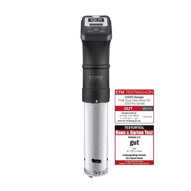 CASO SV 1200 Pro Smart - Су-від гастрономічний прилад: точне регулювання температури до 90°C, водонепроникний, керування через додаток CASO Control, об'єм до 30 літрів