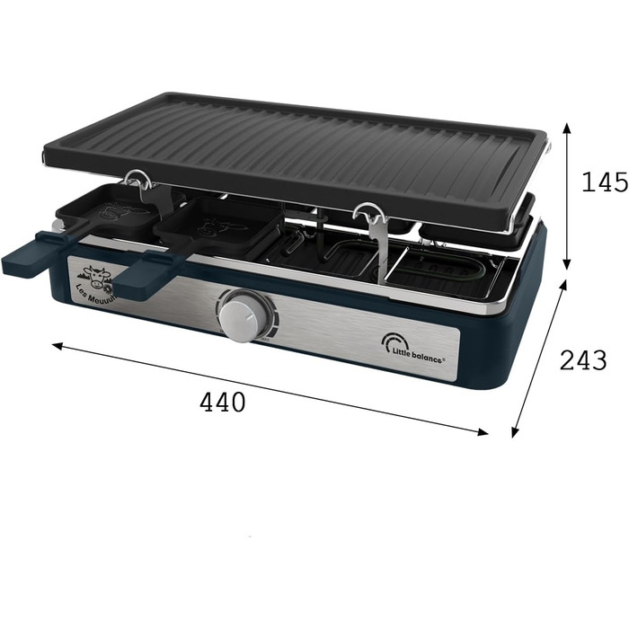 Ракета для фондю та грилю Raclette від Little Balance, прямокутна, 8 персон, 1400 Вт, дизайн 'Перець'