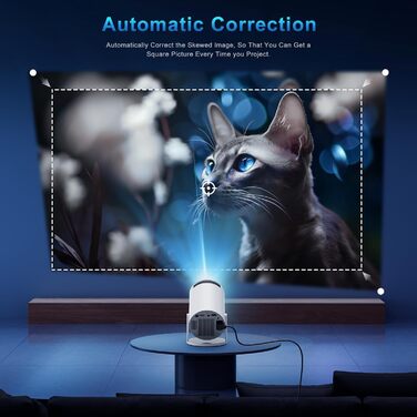 Портативний проєктор Mini Beamer 4K з підтримкою WiFi 6 та Bluetooth 5.4. Підходить для Android 11, HDMI, TV Stick, Laptop. Автоматичне регулювання Keystone, обертання 360°. Модель HY300PRO