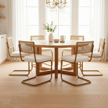 Набір з 2-х м'яких крісел CangLong для вітальні, кухні та їдальні, з масивними дерев'яними ніжками (кремовий)