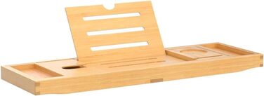 Підставка для ванни Deep Calm - регульована бамбукова підставка - антиковзаюча підставка для ванни. Підходить для більшості ванн. Місце для книги, iPad, телефону, склянки, свічки (натуральний бамбук)