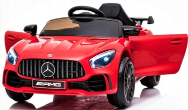 Дитячий електромобіль Mercedes GTR-S: м'які колеса EVA, шкіряне сидіння, пульт ДК, червоний