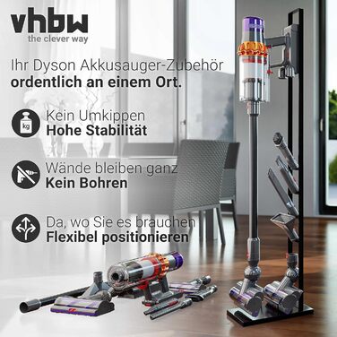 Підставка vhbw для Dyson V6-V15 з насадкою для миття підлоги, стійкий тримач аксесуарів