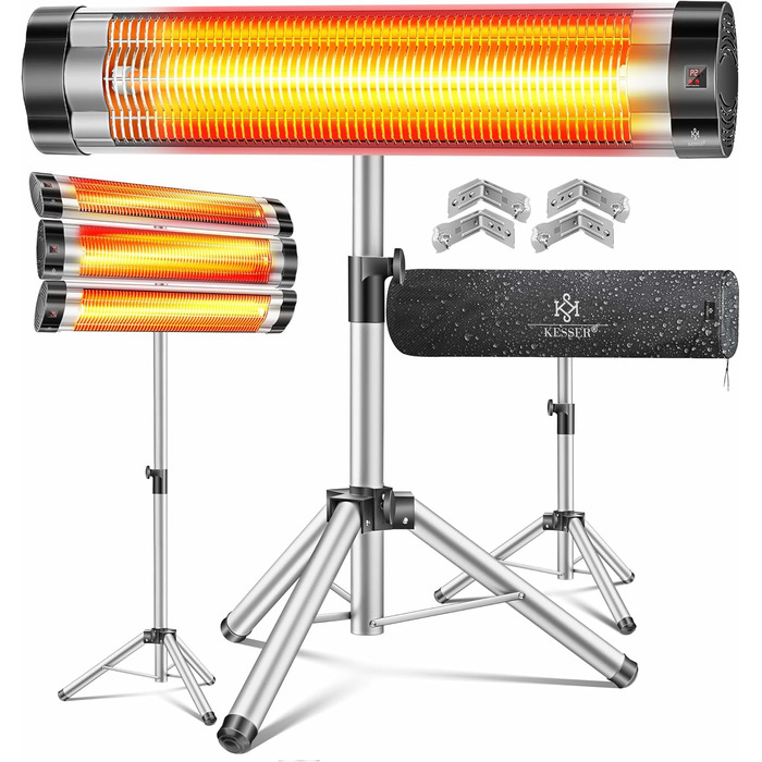 Інфрачервовий обігрівач KESSER® 2500W з захисним чохлом та телескопічним штативом – для тераси, вітальні, дачі