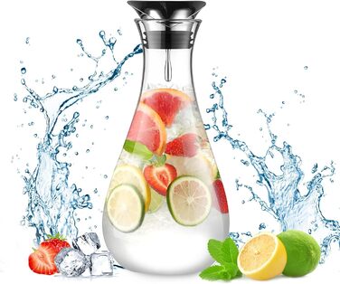 Скляна джезве (карафа) Ecooe 1.5 л з нержавіючою кришкою. Скляний глечик з боросилікатного скла для гарячих/холодних напоїв, DIY напоїв, соків, молока, чаю, кави.