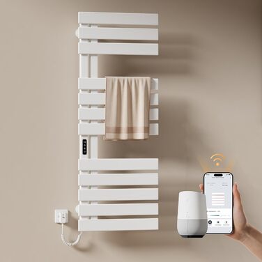 Електричний рушникосушар EMKE з Wi-Fi, 1000x500 мм, 320W, чорний (правий)