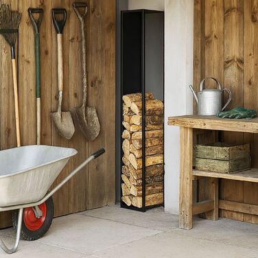 Стійка для дров Relaxdays з високою конструкцією та задньою панеллю