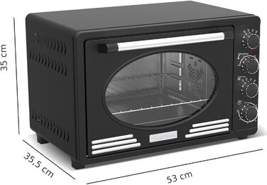 Міні-піч Turbotronic Retro 45л з конвекцією, чорний, червоний, синій, бежевий, 2000W. Піч для піци та грилю