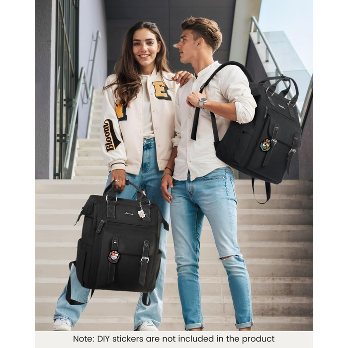 LOVEVOOK Рюкзак жіночий, водонепроникний, для школи, підлітки, універсітет, бізнес, подорожі, чорний (15,6 дюйми)