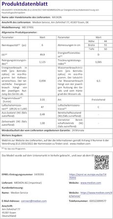MEDION Посудомийна машина DWT60 (6 комплектів, 7 програм, ECO, AquaStop, LED дисплей, захист від дітей), чорна