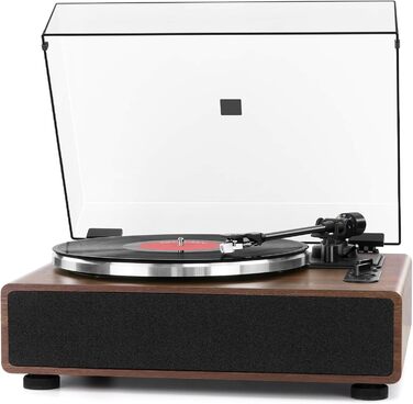 Bluetooth програвач вінілу з вбудованим динаміком, HiFi вініловий програвач з пасовим приводом, магнітною головкою AT-3600L, AUX (RCA), 2 швидкості