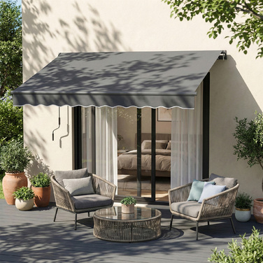 Розтяжна маркіза Gelenkarmmarkise 350 x 300 см, включаючи ручку та кріплення для стіни, кут регулюється