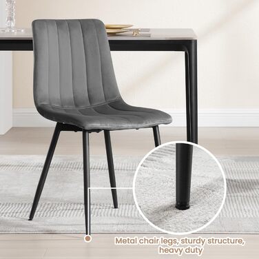 Обідні стільці для вітальні, кухні, спальні. М'який стілець з підлокітником, металеві ніжки, оксамитова сидіння (темно-сірий, набір 8 шт.)