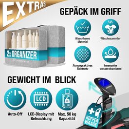 Набір валіз Monzana® 4 шт. з замком, органайзером, вагами та ременем. Валіза-тележка з жорсткою оболонкою S-M-L-XL (зелена)
