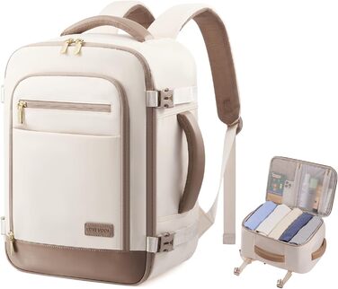 Рюкзак LOVEVOOK для ручної поклажі Ryanair, 40x20x25 см, 20L, бежевий/хакі. Підходить під вимоги авіакомпанії, для ноутбука, під сидіння літака