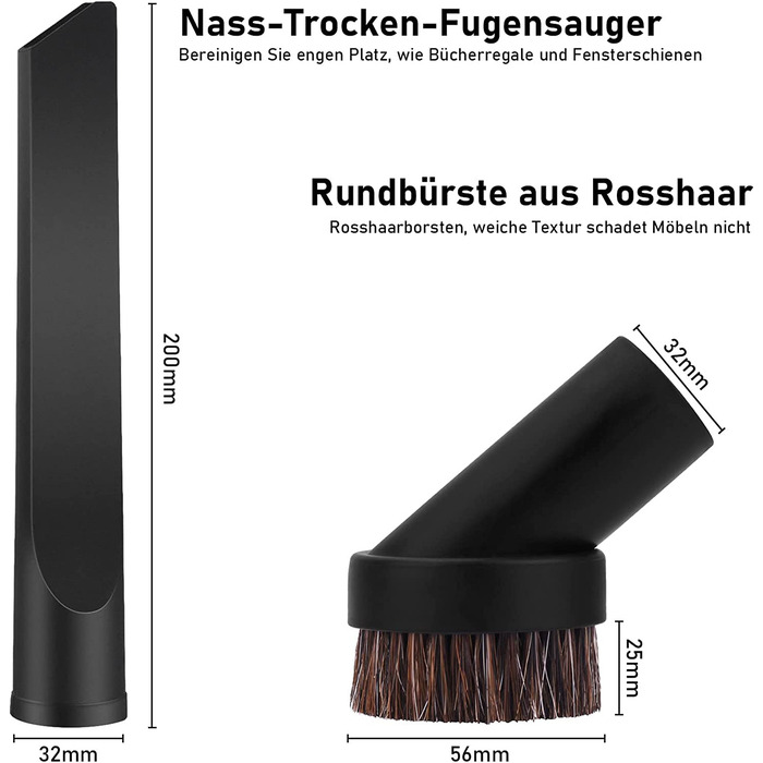 Набір насадок для пилососа діаметром 32 мм-Wiseten Універсальний насадка для оббивки 6 предметів Насадка для затирання швів Насадка для матраца Насадка для всмоктування Насадка для щітки mi