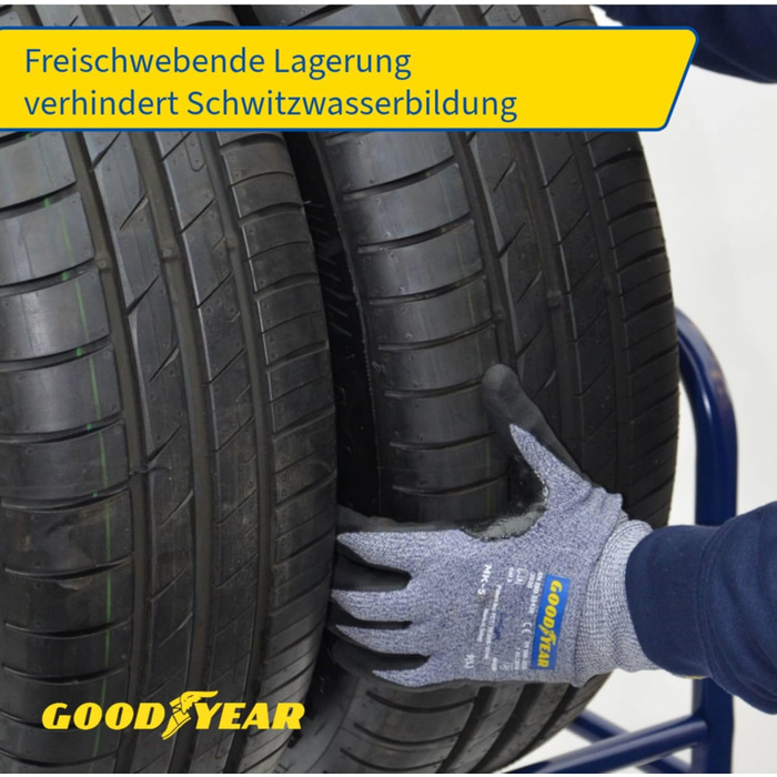 Стеляж для шин Goodyear на 4 шини, блакитний, 2 рівні, регульована висота, до 120 кг